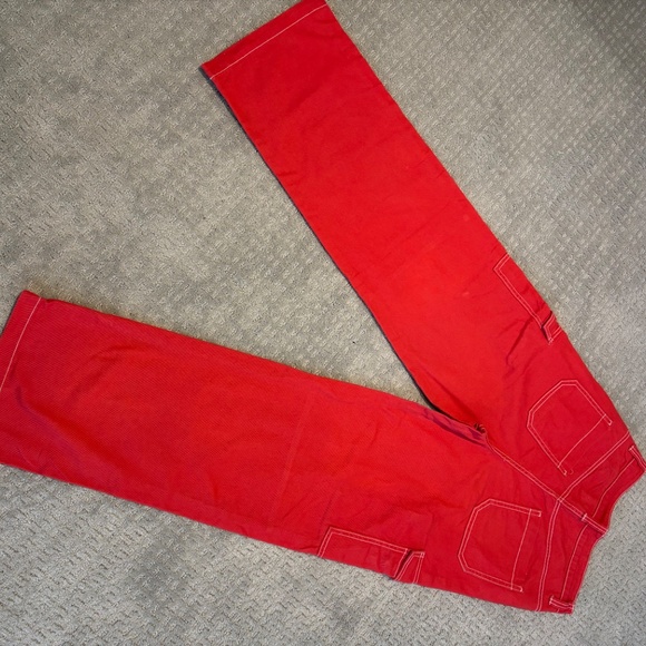 Divided H&M Red Utility Cargo Pants | Straight Leg - Picture 4 of 5
